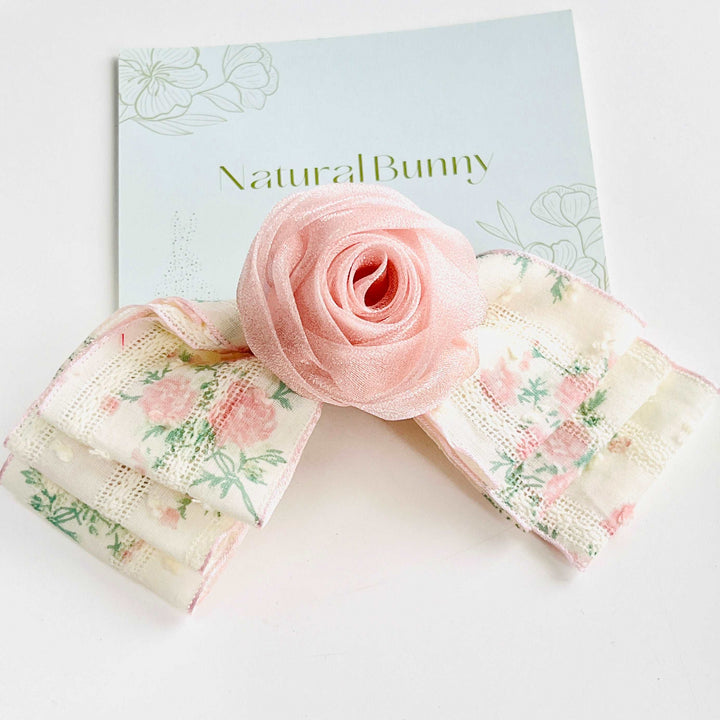 Pink Rose Bow Hair Clip