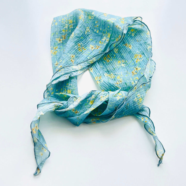 Printed Yellow Flower Diamond Scarf