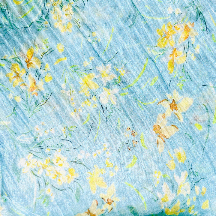 Printed Yellow Flower Diamond Scarf