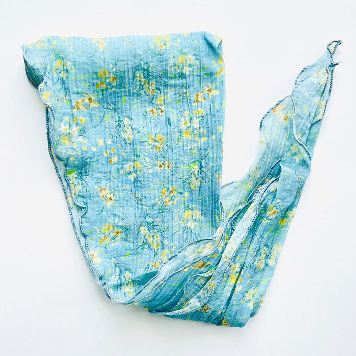 Printed Yellow Flower Diamond Scarf