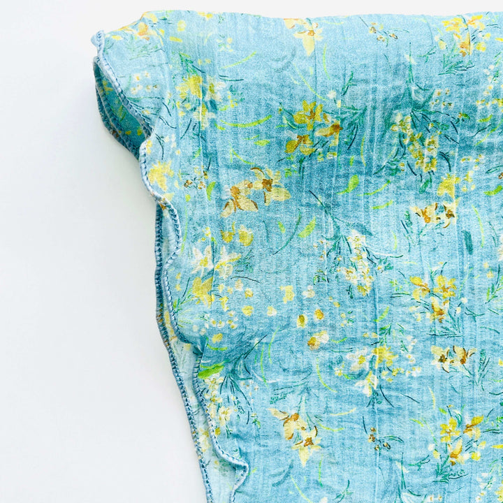 Printed Yellow Flower Diamond Scarf