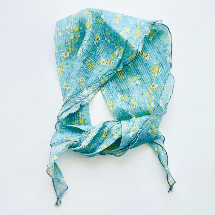 Printed Yellow Flower Diamond Scarf
