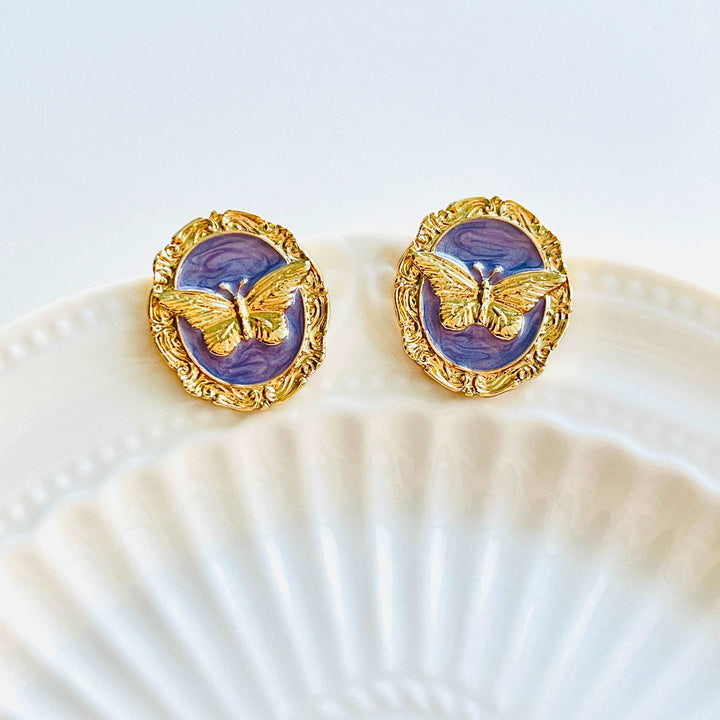 Purple Butterfly Stud Earrings