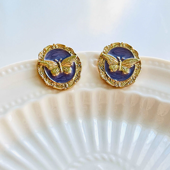 Purple Butterfly Stud Earrings