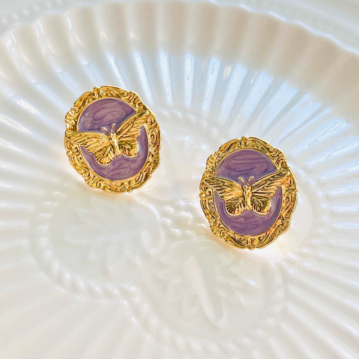 Purple Butterfly Stud Earrings