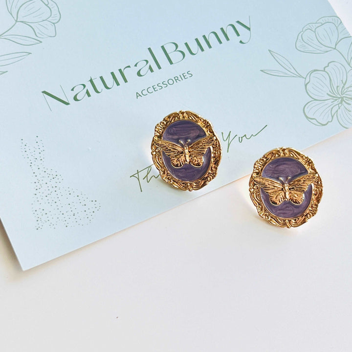 Purple Butterfly Stud Earrings