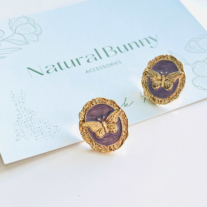 Purple Butterfly Stud Earrings