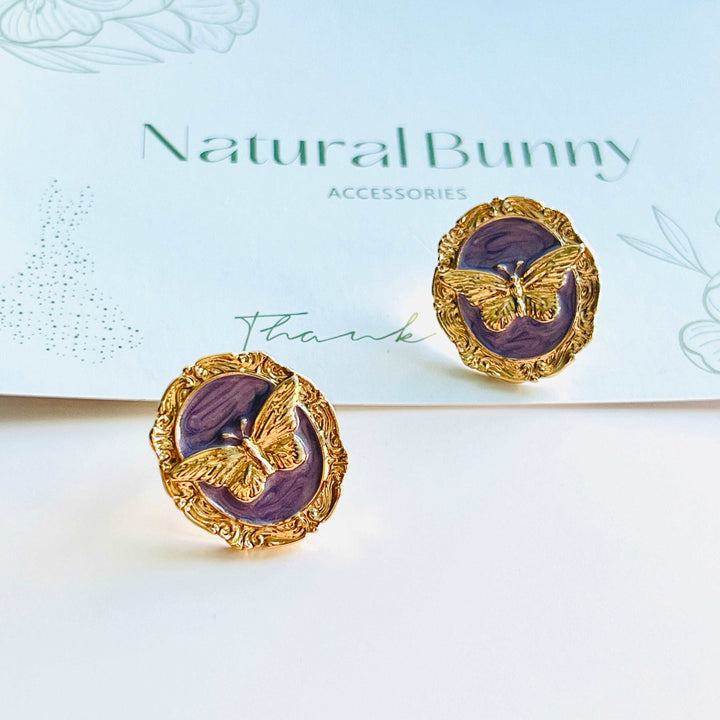 Purple Butterfly Stud Earrings