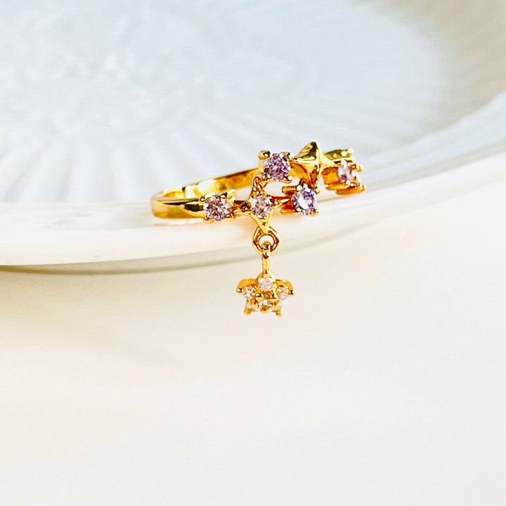 Purple Flower Open Ring