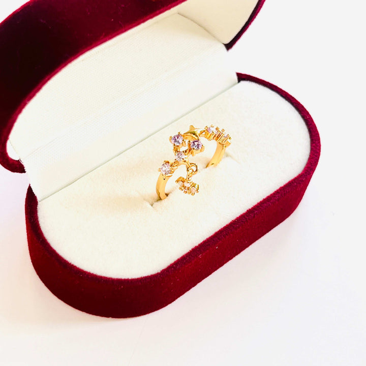 Purple Flower Open Ring