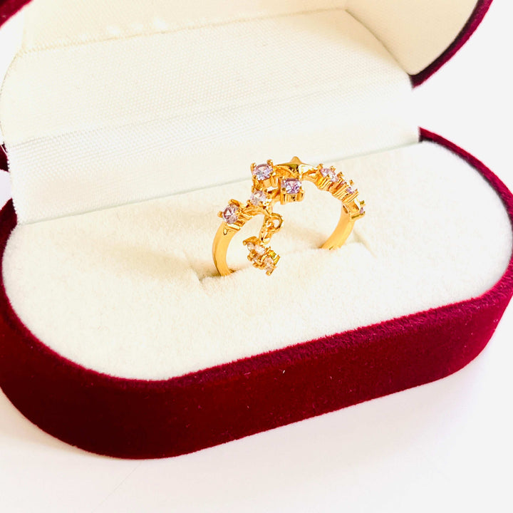 Purple Flower Open Ring
