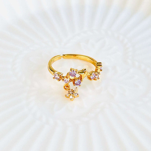 Purple Flower Open Ring