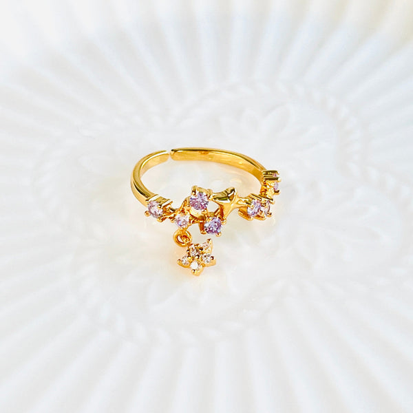 Purple Flower Open Ring