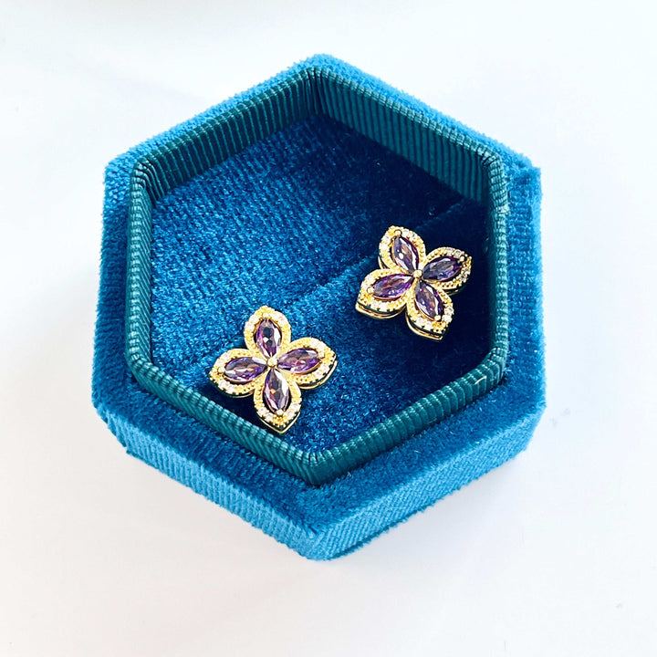 Purple Flower Stud Earrings