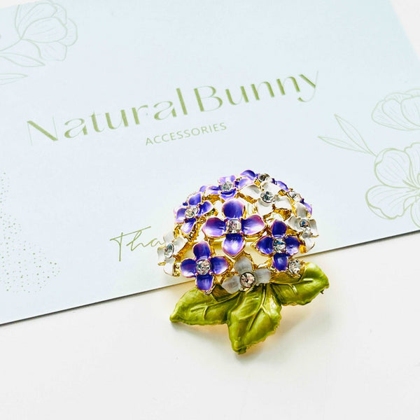Purple Hydrangea Brooch - Natural Bunny Accessories