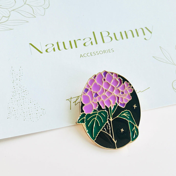 Purple Hydrangea Brooch Pin - Natural Bunny Accessories
