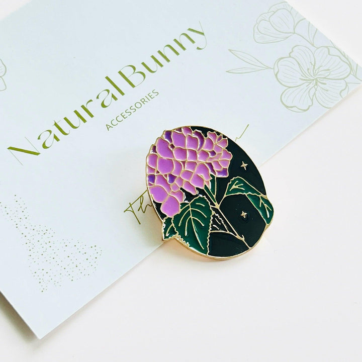 Purple Hydrangea Brooch Pin - Natural Bunny Accessories