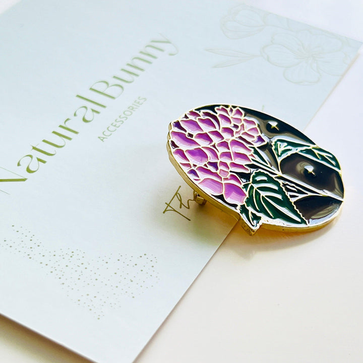Purple Hydrangea Brooch Pin - Natural Bunny Accessories