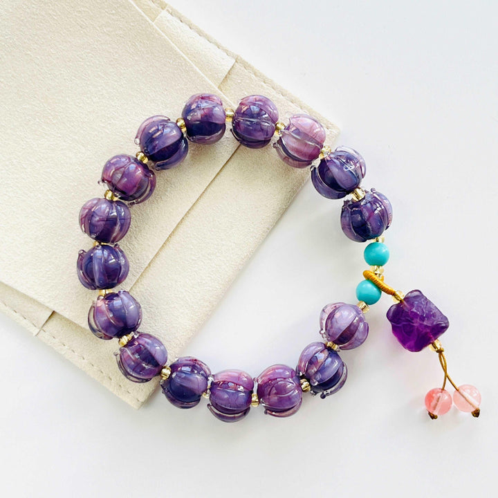 Purple Lotus Colored Glaze Beaded Bracelet