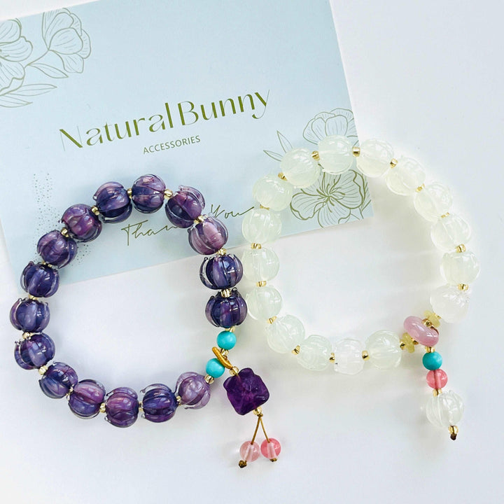 Purple Lotus Colored Glaze Beaded Bracelet