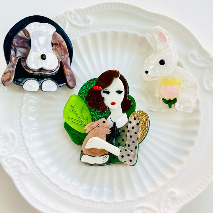 Holland Lop Rabbit Brooch / Hair Clip