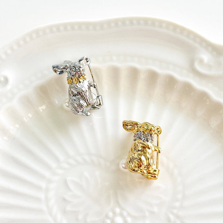 Rabbit Pearl Tail Brooch - Natural Bunny Accessories
