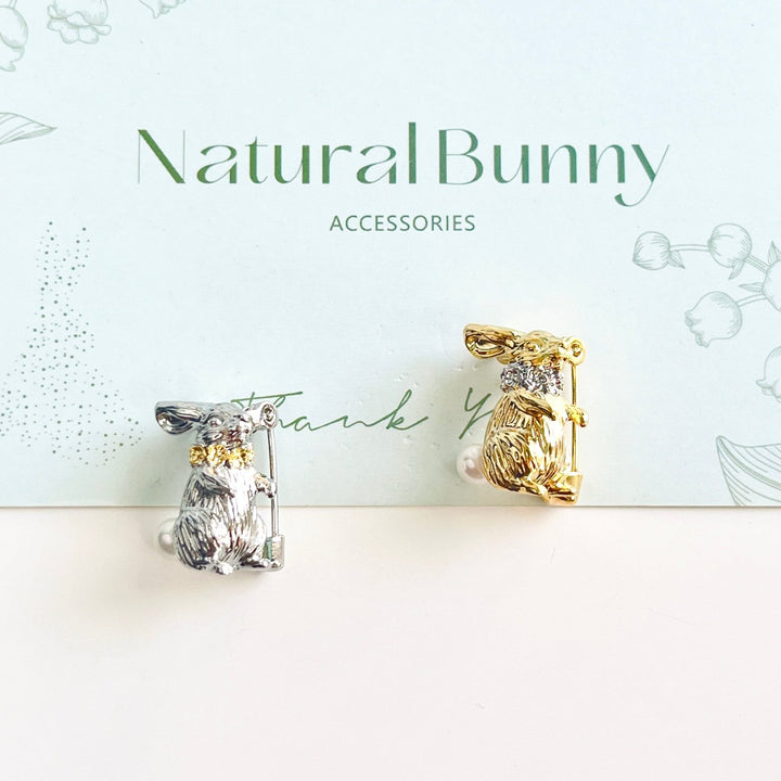 Rabbit Pearl Tail Brooch - Natural Bunny Accessories