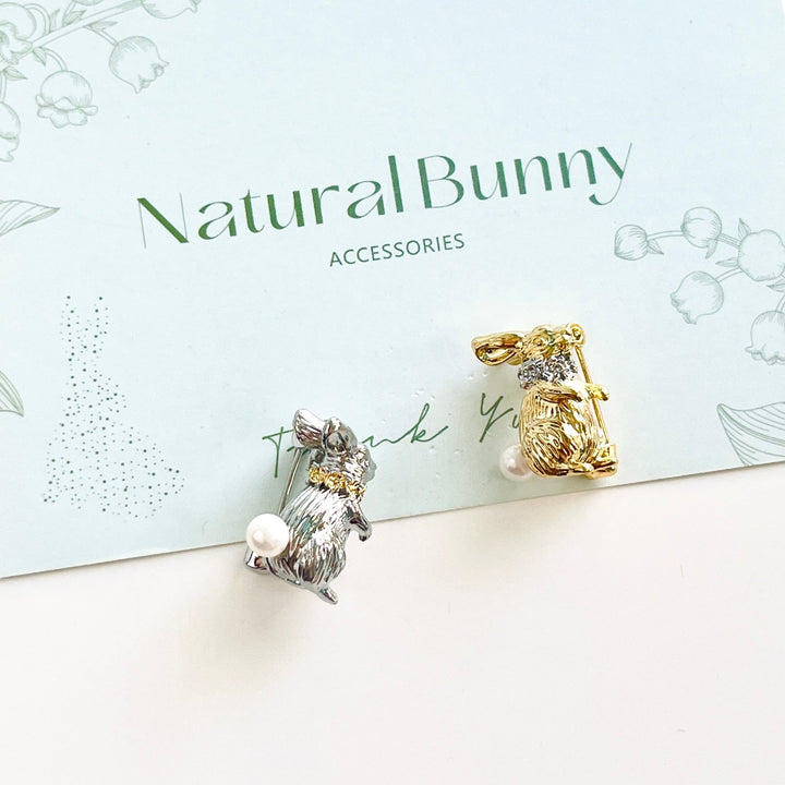 Rabbit Pearl Tail Brooch - Natural Bunny Accessories