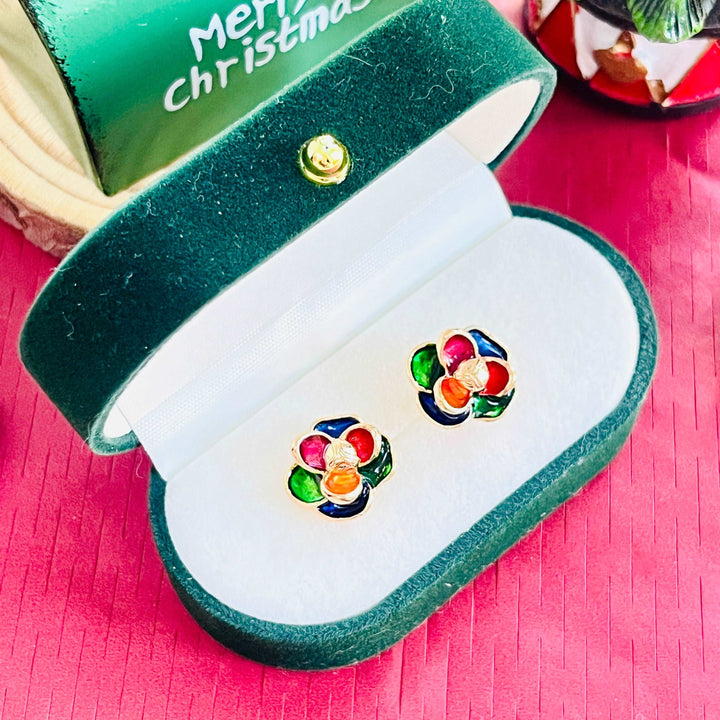 Rainbow Floral Stud Earrings