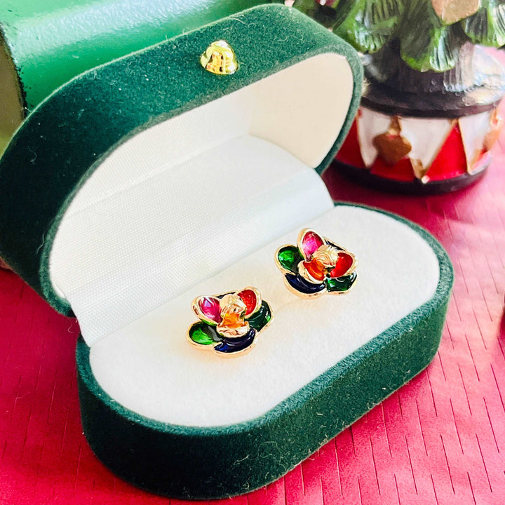 Rainbow Floral Stud Earrings