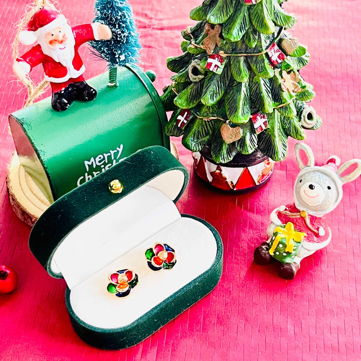 Rainbow Floral Stud Earrings