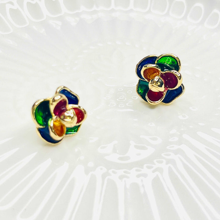 Rainbow Floral Stud Earrings