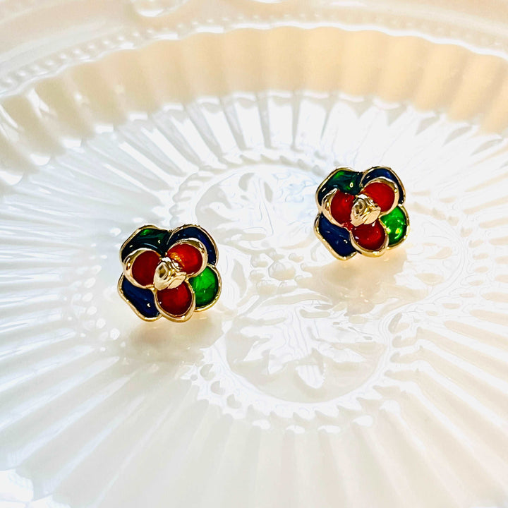 Rainbow Floral Stud Earrings