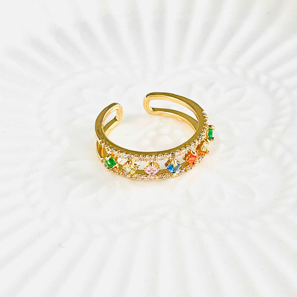 Rainbow Hollow Open Ring