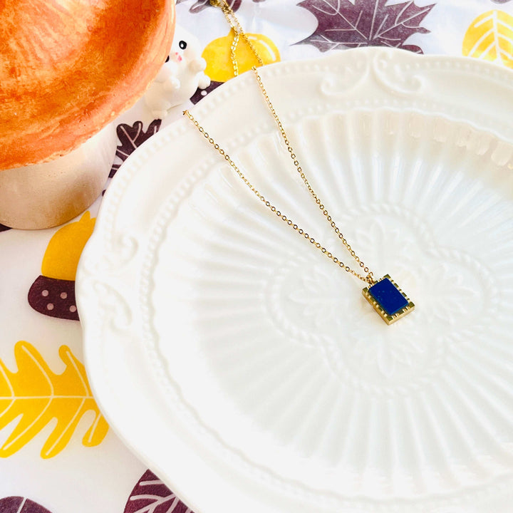 Rectangle Blue Lapis Lazuli Necklace