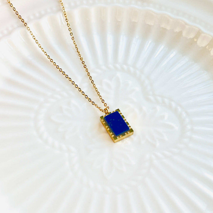 Rectangle Blue Lapis Lazuli Necklace
