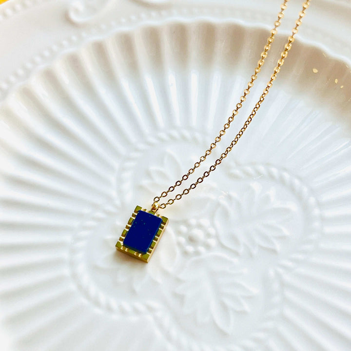 Rectangle Blue Lapis Lazuli Necklace