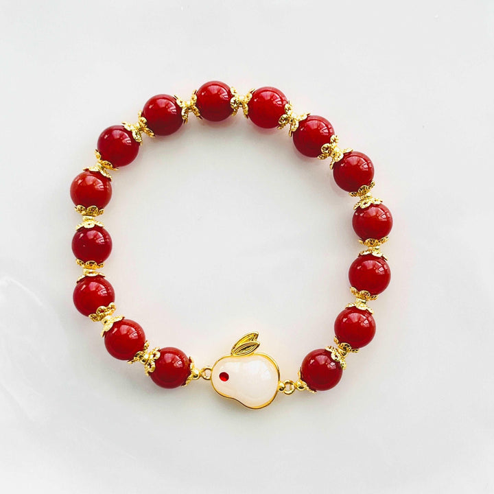 Red Agate Lucky Bunny Bracelet