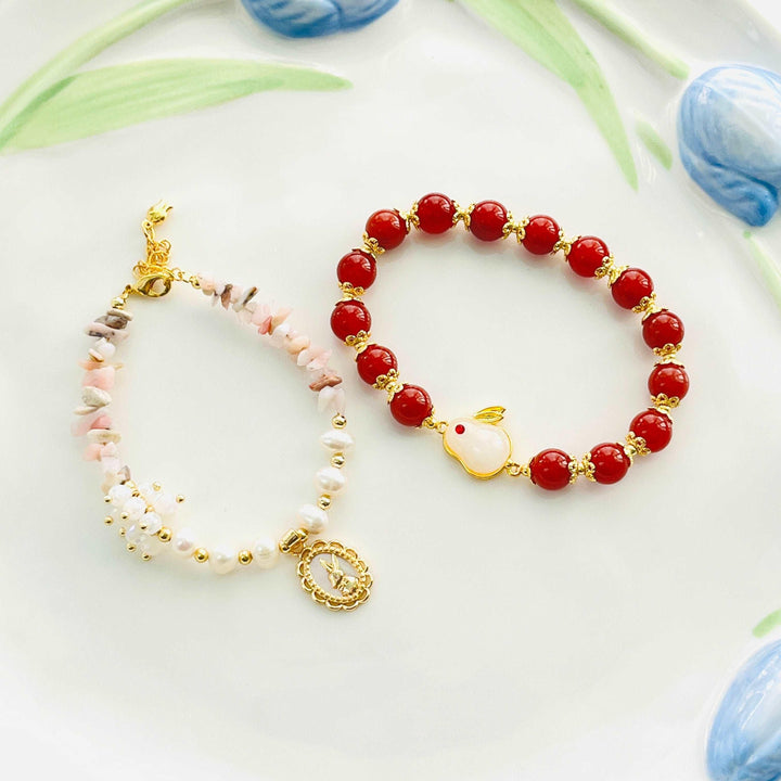 Red Agate Lucky Bunny Bracelet