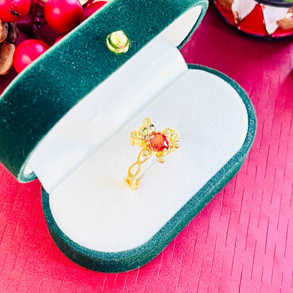 Red Heart Teddy Bear Open Ring
