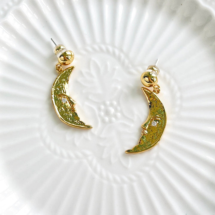 Retro Crescent Moon Drop Earrings - Natural Bunny Accessories