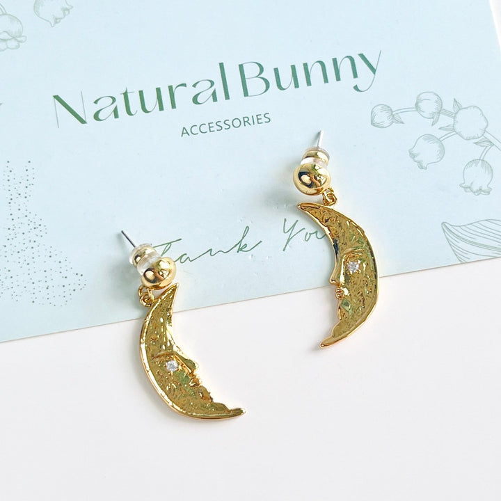 Retro Crescent Moon Drop Earrings - Natural Bunny Accessories