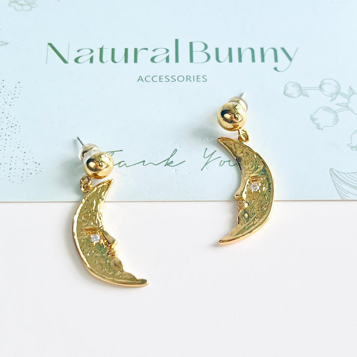 Retro Crescent Moon Drop Earrings - Natural Bunny Accessories