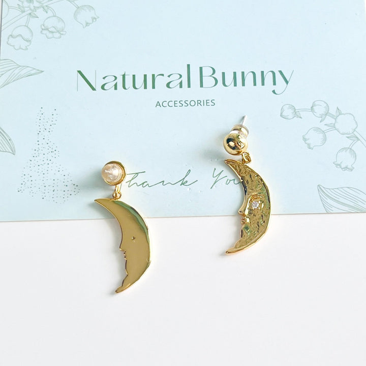 Retro Crescent Moon Drop Earrings - Natural Bunny Accessories