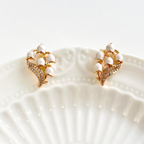 Retro Lily Of The Valley Stud Earrings