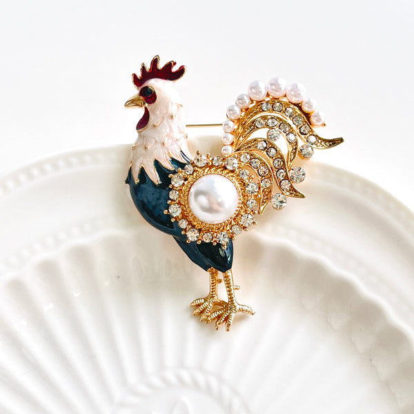 Retro Rooster Brooch