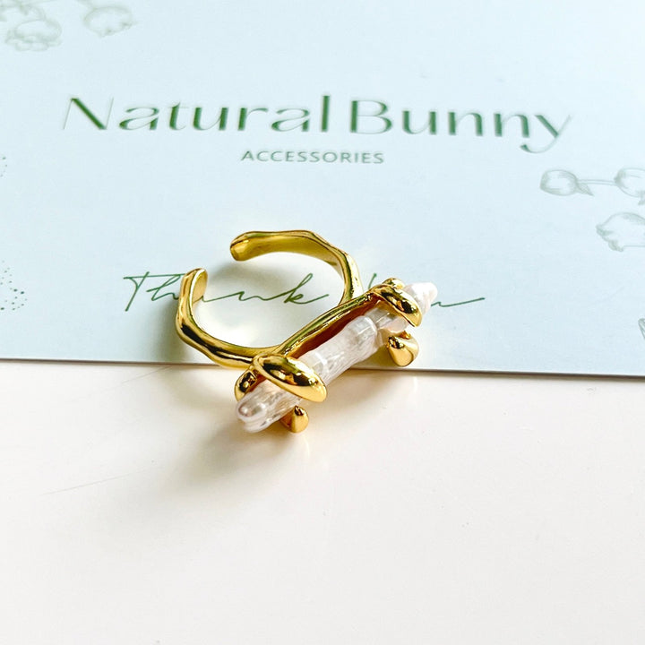 Retro Style Long Baroque Pearl Necklace / Ring - Natural Bunny Accessories