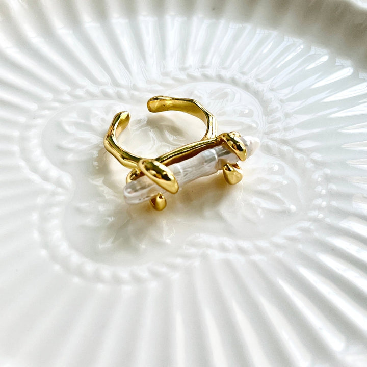 Retro Style Long Baroque Pearl Necklace / Ring - Natural Bunny Accessories