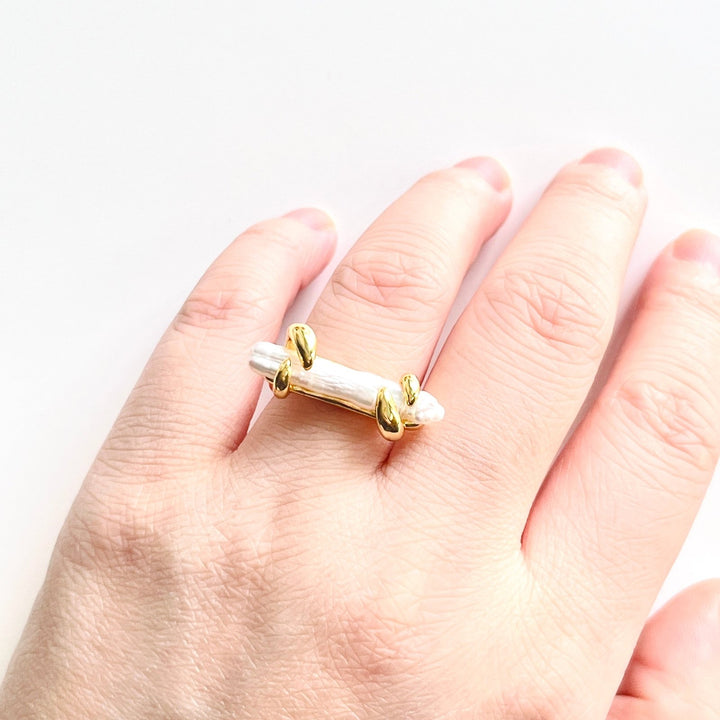 Retro Style Long Baroque Pearl Necklace / Ring - Natural Bunny Accessories