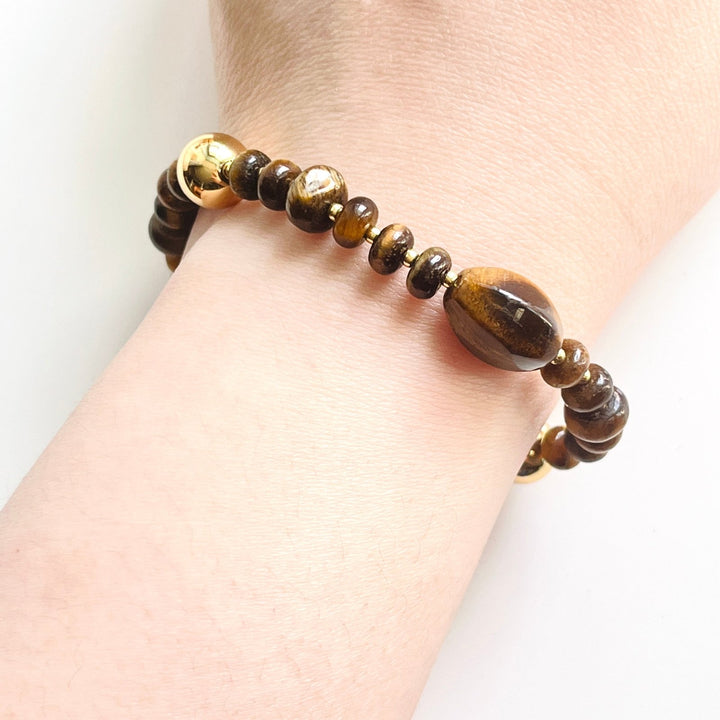Retro Tigers Eye Beaded Bracelet - Natural Bunny Accessories
